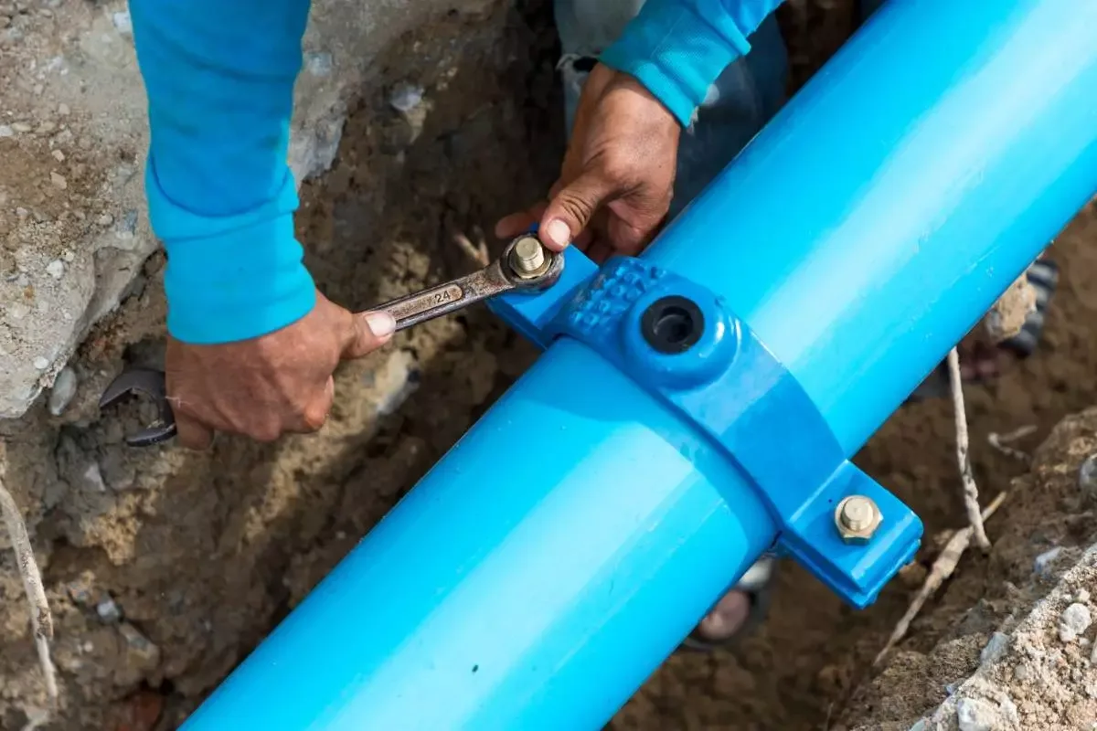 New water line materials ready for installation
